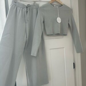 Gray Knit Sweater and Pants Set